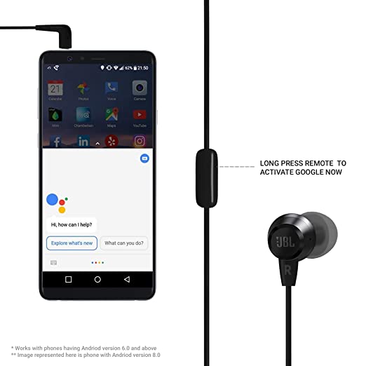 JBL C50HI, Wired in Ear Headphones with Mic, One Button Multi-Function Remote, Lightweight & Comfortable fit (Black) JBL C50HI, Wired in Ear Headphones with Mic, One Button Multi-Function Remote, Lightweight & Comfortable fit (Black)